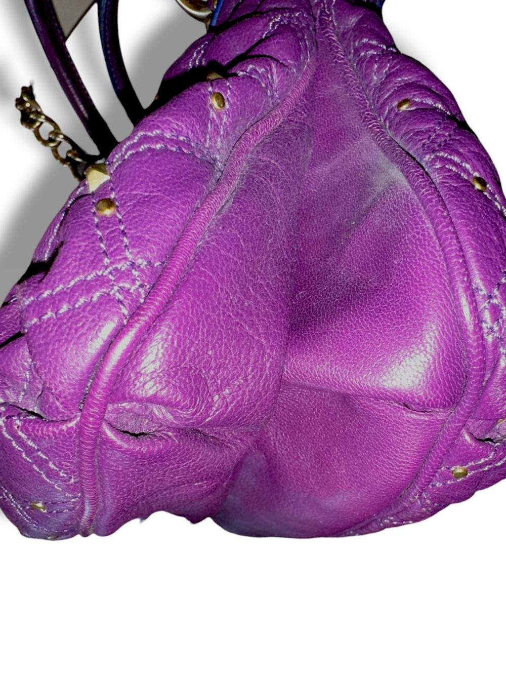 Marc Jacobs Calfskin Stardust Cecilia Studded Satchel VIBRANT PLUM PURPLE - Picture 8 of 11
